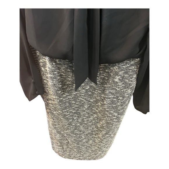 Lafayette 148 New York Black Bow Tie Blouse Tweed Skirt Dress Size 10 - Picture 7 of 12